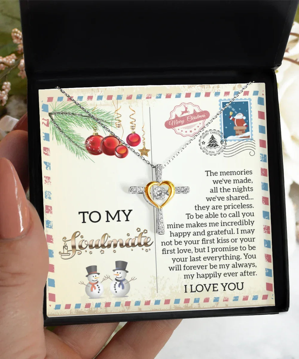 Soulmate, Wife, Girlfriend Romantic Gift - Last Everything - Dancing Cross Pendant Necklace