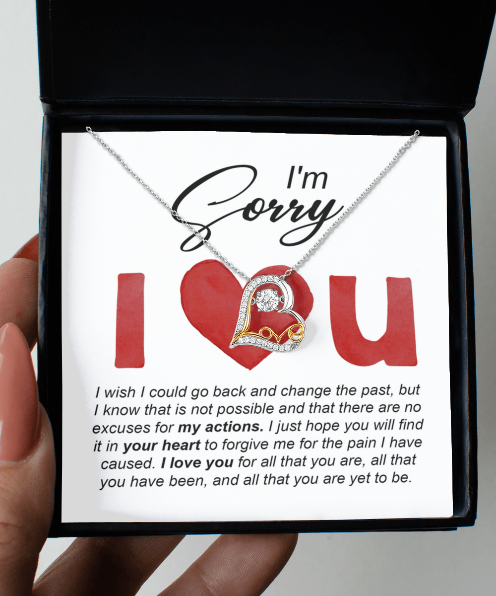 Gift for Girlfriend, Wife - Sorry, Change The Past - Love Dancing Heart Pendant Necklace - Mallard Moon Gift Shop