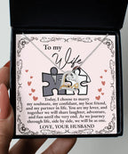 Wife Wedding Day Gift We Will Be As One Love Dancing Heart Pendant Necklace Bride Gift from Groom