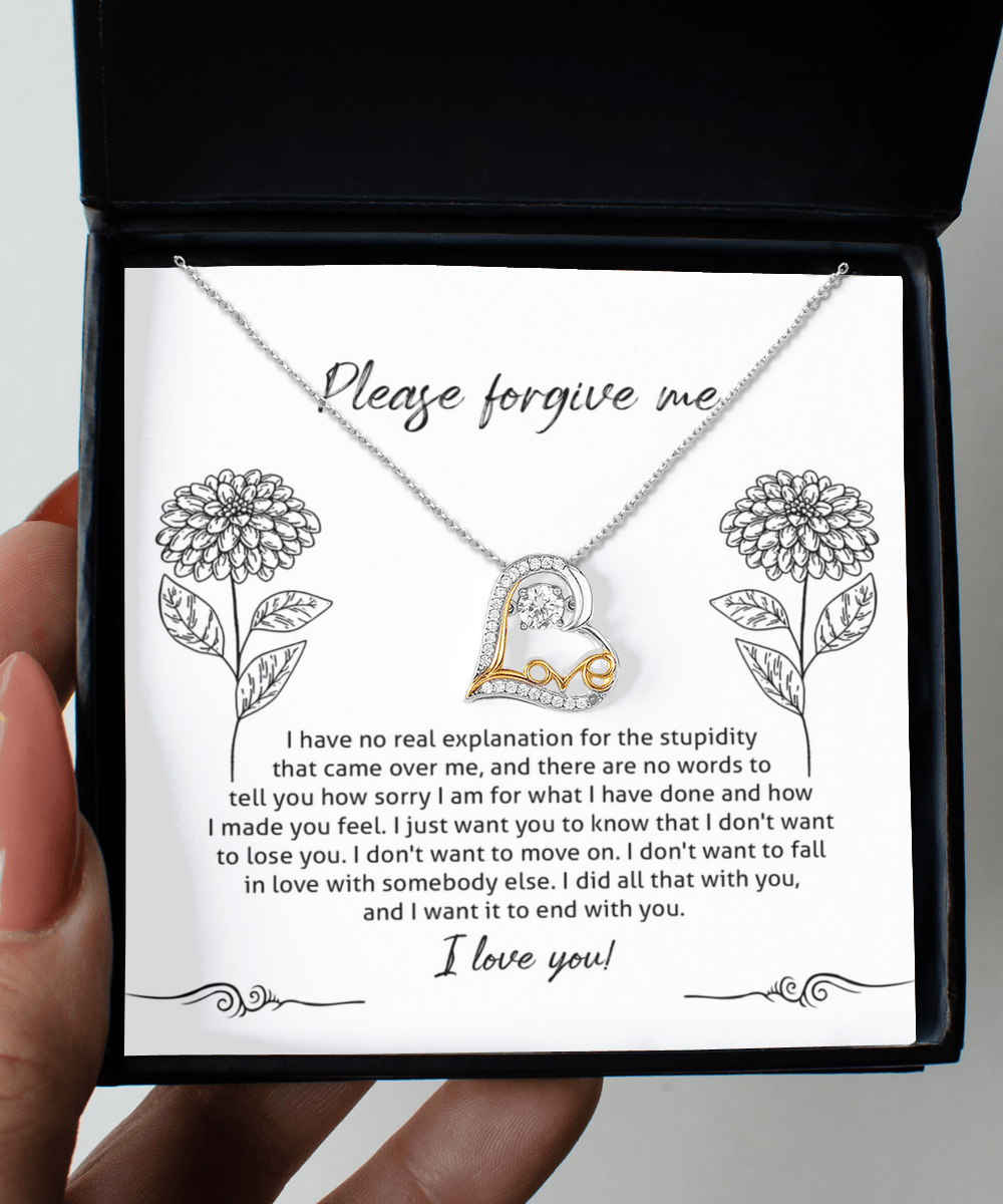 Apology Gift for Girlfriend, Wife, Soulmate - Sorry, Real Explanation - Love Dancing Heart Pendant Necklace - Mallard Moon Gift Shop