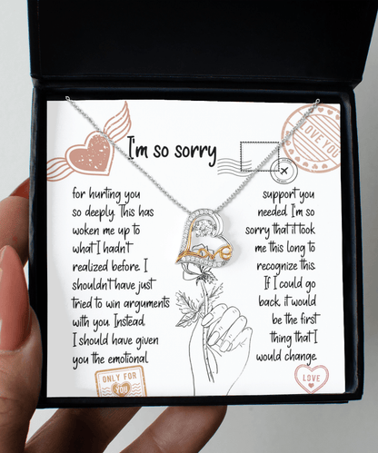 Apology Gift for Girlfriend, Wife, Soulmate, Emotional Support - Love Dancing Heart Pendant Necklace - Mallard Moon Gift Shop