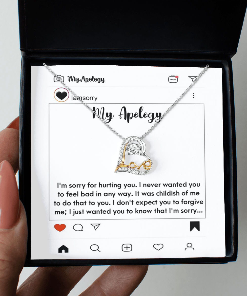 Apology Gift for Girlfriend, Wife, Soulmate - I'm Sorry for Hurting You - Love Heart Pendant Necklace - Mallard Moon Gift Shop