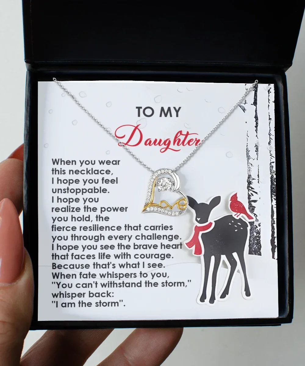 Gift for Daughter - Every Challenge - Love Dancing Heart Pendant Necklace