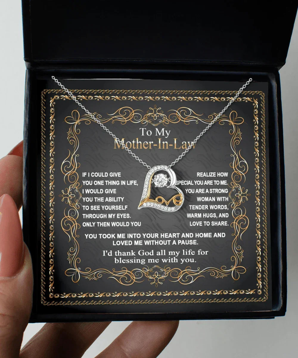 Mother-in-Law Gift You Took Me Into Your Heart and Home Heart Pendant Necklace