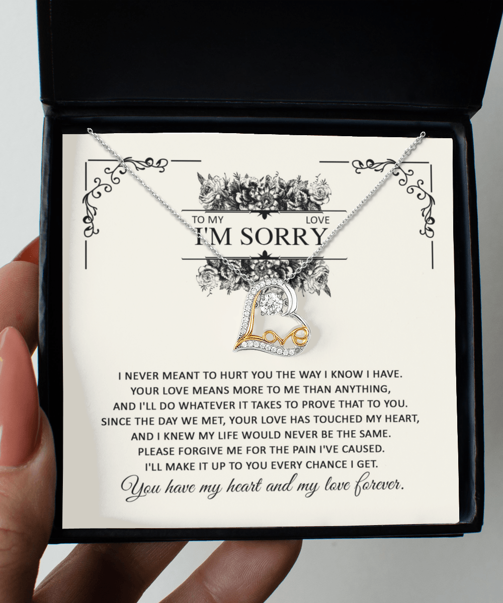 Apology Gift for Her - To My Love, I'm Sorry - Love Dancing Heart Pendant Necklace - Mallard Moon Gift Shop