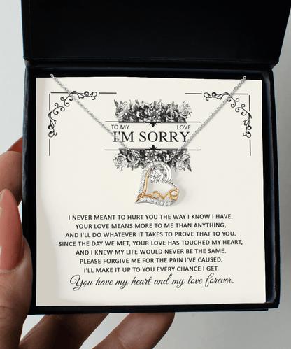 Apology Gift for Her - To My Love, I'm Sorry - Love Dancing Heart Pendant Necklace - Mallard Moon Gift Shop