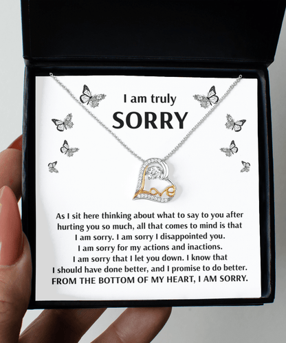 Apology Gift for Girlfriend, Wife, Soulmate - Sorry, Done Better - Love Dancing Heart Pendant Necklace - Mallard Moon Gift Shop