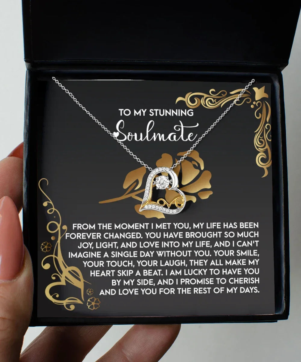 To My Stunning Soulmate - Love Dancing Heart Necklace – A Romantic Gift to Celebrate Joy, Love, and Forever Devotion