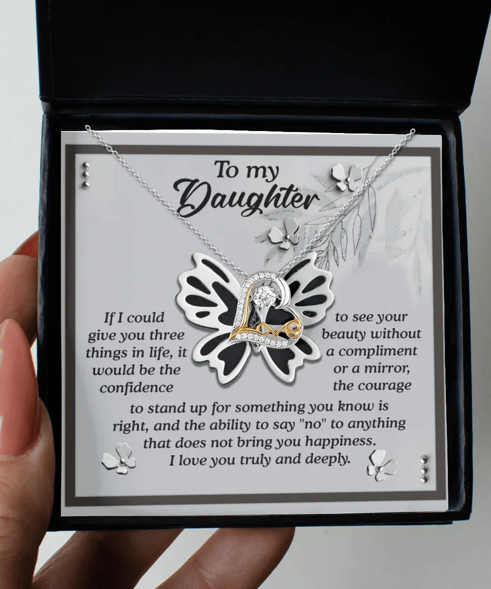 Daughter Birthday, Graduation, Christmas Inspirational Gift - See Your Beauty - Love Dancing Heart Pendant Necklace