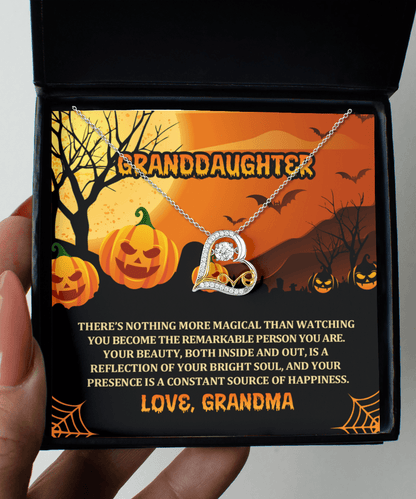 Granddaughter Halloween Gift - Nothing More Magical - Love Dancing Heart Necklace - Mallard Moon Gift Shop