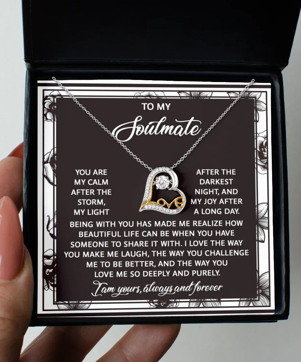 To My Soulmate - Love Dancing Heart Necklace – A Romantic Valentine’s Day Gift with a Heartfelt Message