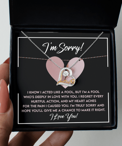 Apology Gift for Girlfriend, Wife, Soulmate - Sorry, Deeply In Love - Love Dancing Heart Pendant Necklace - Mallard Moon Gift Shop