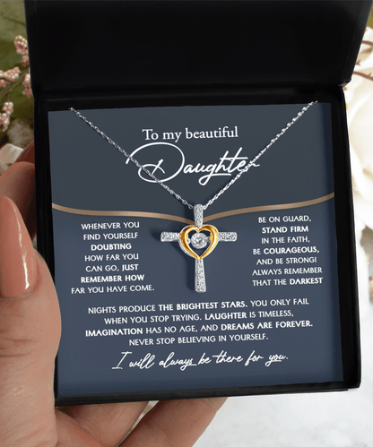 Daughter Gift for Birthday, Graduation, Christmas - Brightest Stars - Cross Pendant Necklace - Mallard Moon Gift Shop