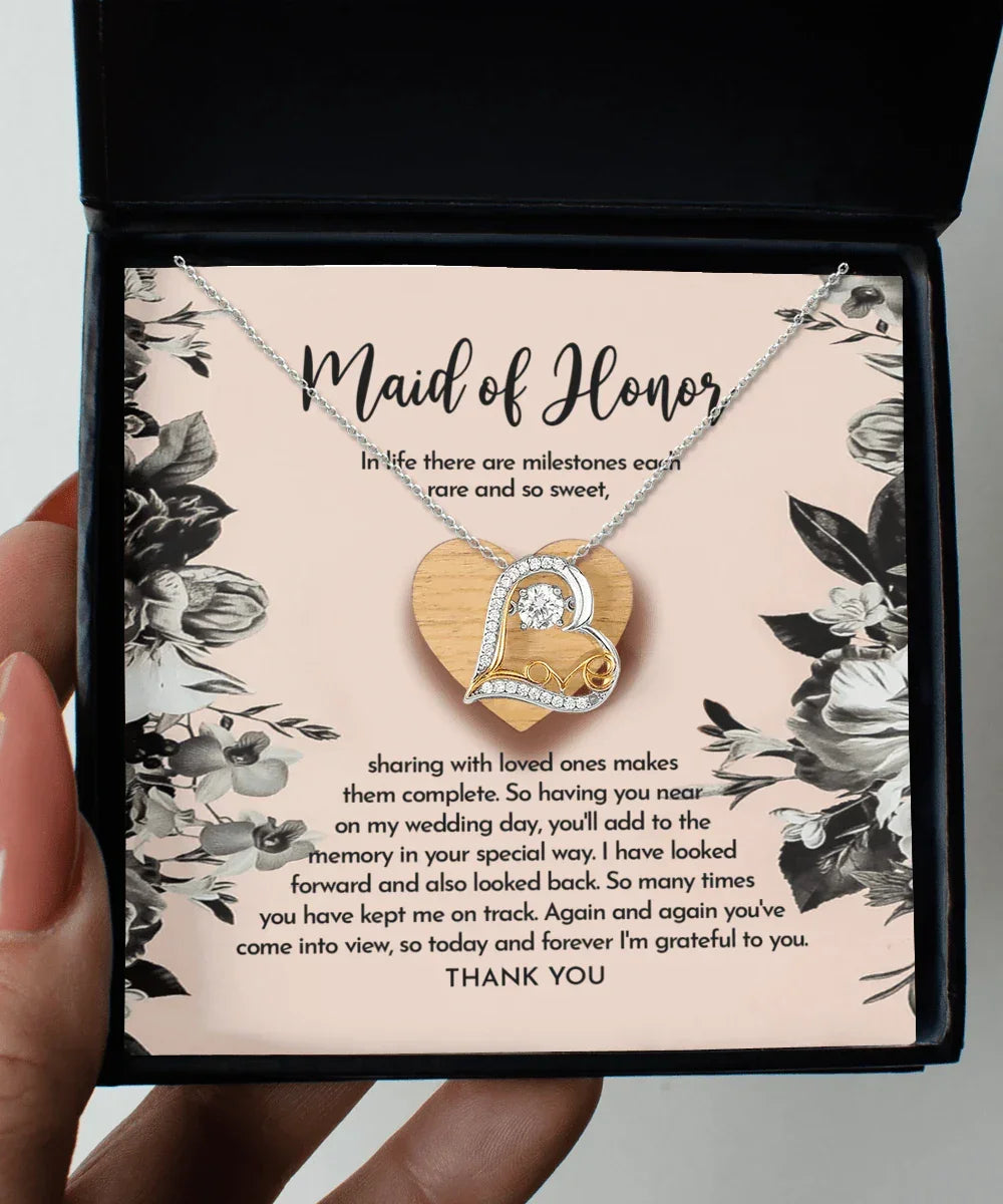 Maid of Honor Wedding Day Gift - My Wedding Day - Love Dancing Heart Pendant Necklace