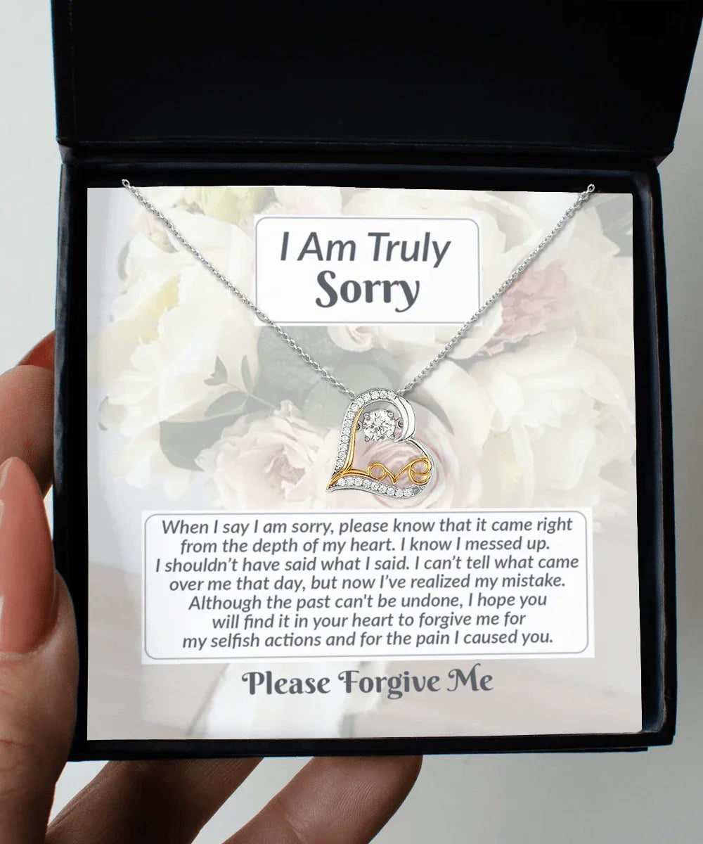 Apology Gift for Girlfriend, Wife, Soulmate - Sorry, What I Said - Love Dancing Heart Pendant Necklace