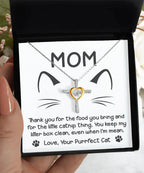 Gift for Cat Mom -Thank you for The Catnip Thing Even When I'm Mean Cross Pendant Necklace