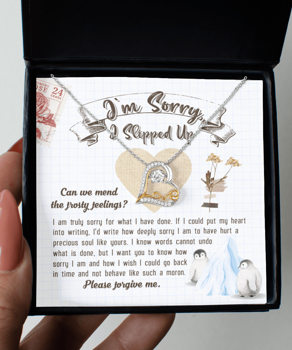 Apology Gift for Girlfriend, Wife, Soulmate - Sorry, Precious Soul - Love Dancing Heart Pendant Necklace - Mallard Moon Gift Shop