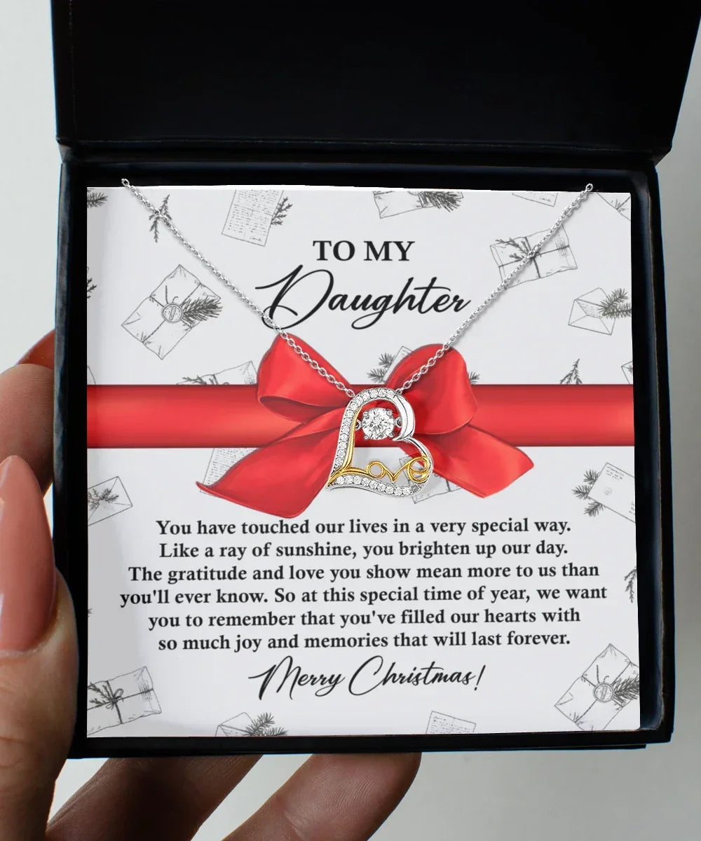 Daughter Christmas Present - Special Way - Love Dancing Heart Pendant Necklace