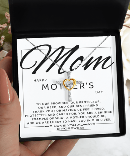 Happy Mother's Day Mom, You are Our Best Friend Cross Pendant Necklace - Mallard Moon Gift Shop