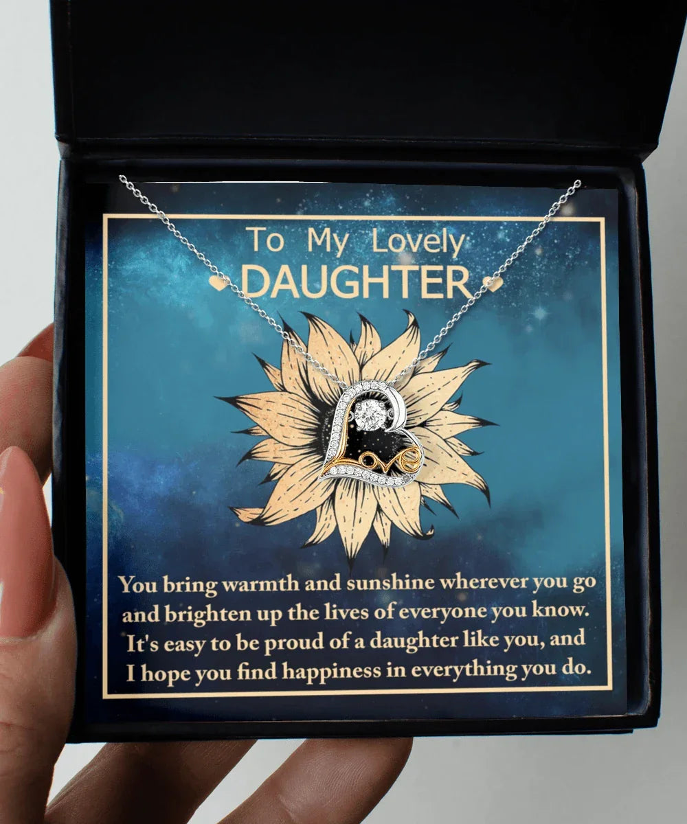 Daughter Gift for Birthday, Christmas, Graduation - Proud Of You - Love Dancing Heart Pendant Necklace