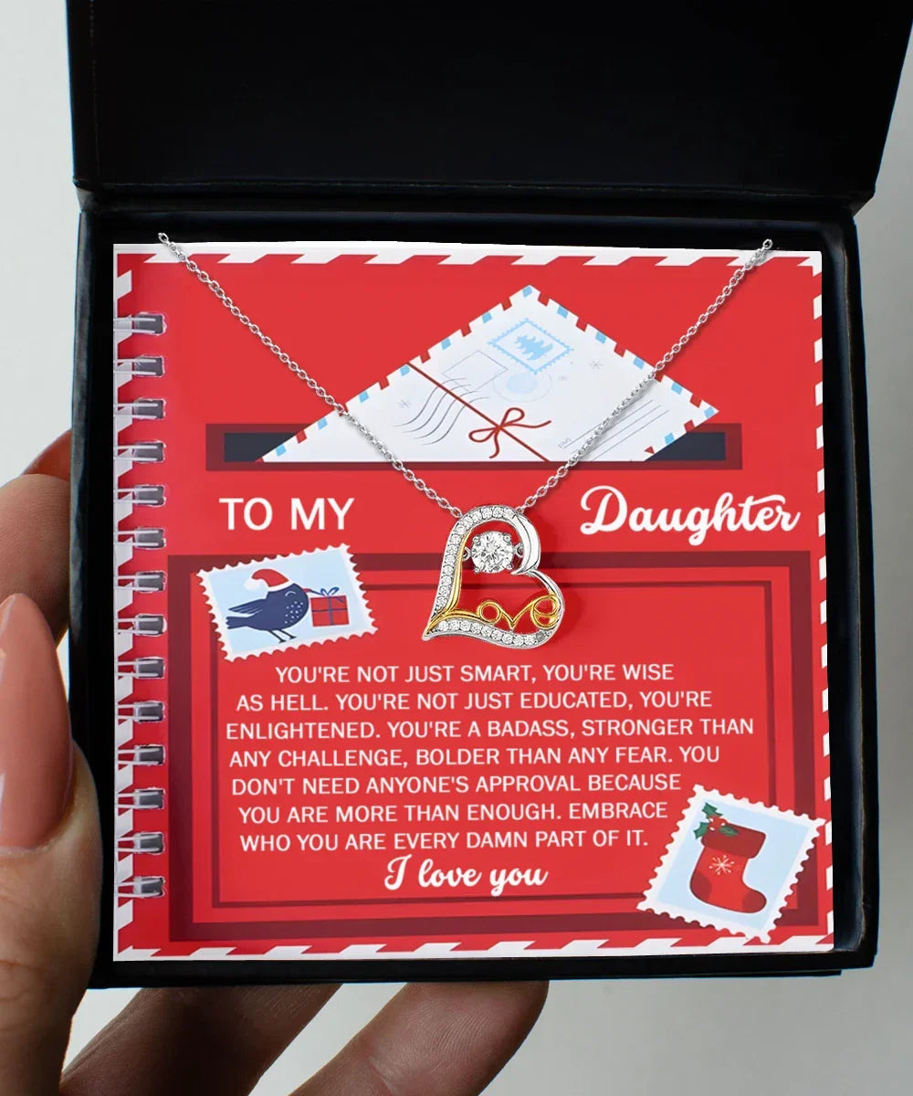 Daughter Christmas Present - Part Of It - Love Dancing Heart Pendant Necklace