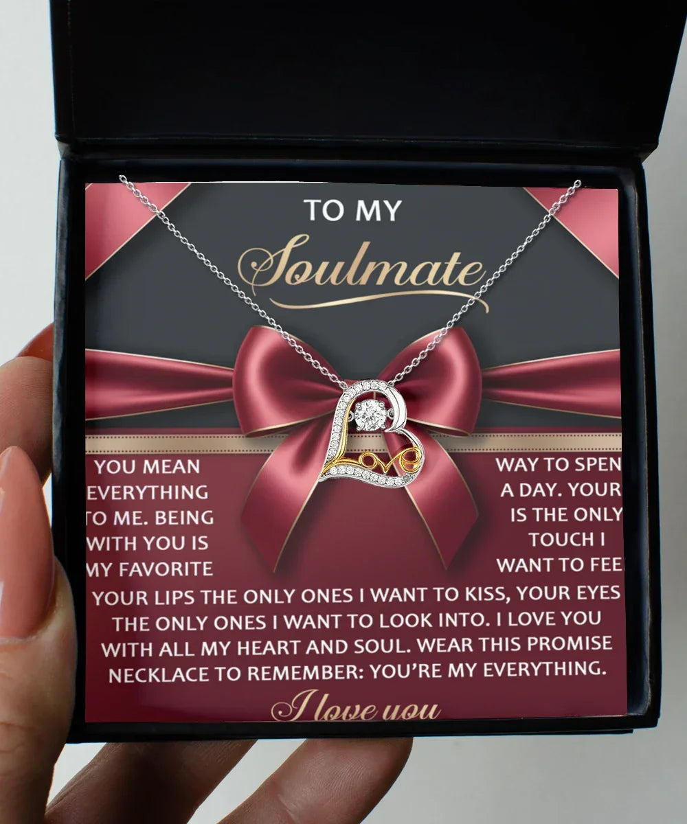 Gift for Soulmate, Girlfriend, Wife - Heart and Soul - Love Dancing Heart Pendant Necklace