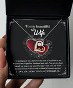 Wife Wedding Day We Become One Together Love Dancing Heart Pendant Necklace Gift for Bride from Groom