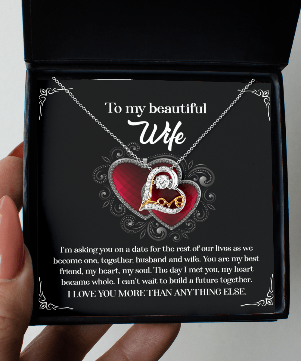 Wife Wedding Day We Become One Together Love Dancing Heart Pendant Necklace Gift for Bride from Groom - Mallard Moon Gift Shop