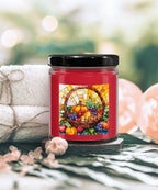 Bountiful Fall Fruit Basket - Stained Glass Soy Scented Container Jar Candle