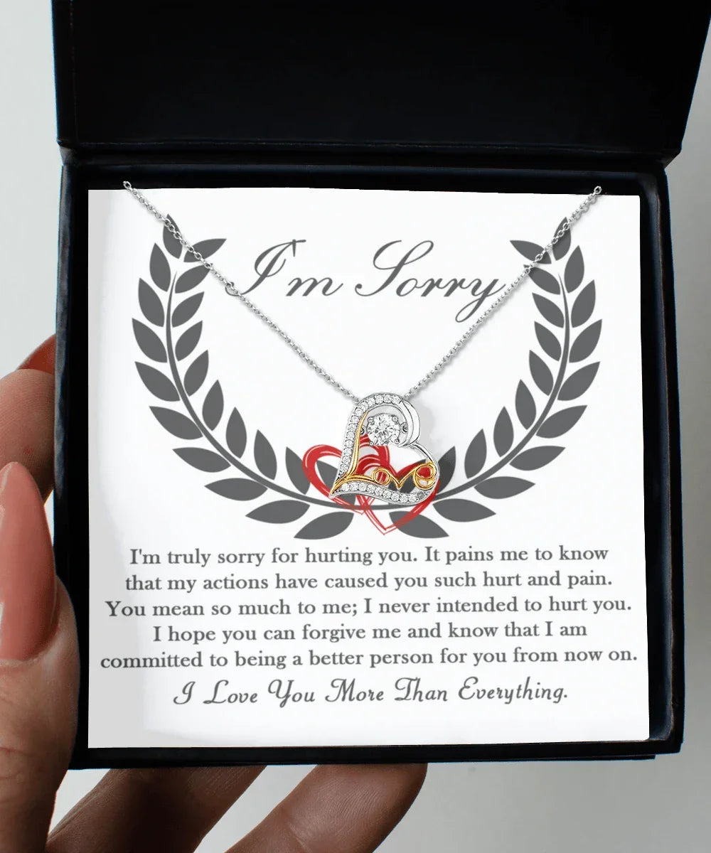 Apology Gift for Girlfriend, Wife, Soulmate - Sorry, From Now On - Love Dancing Heart Pendant Necklace