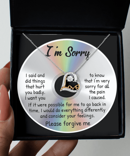 Apology Gift for Girlfriend, Wife, Soulmate - Sorry, Back In Time - Love Dancing Heart Pendant Necklace - Mallard Moon Gift Shop