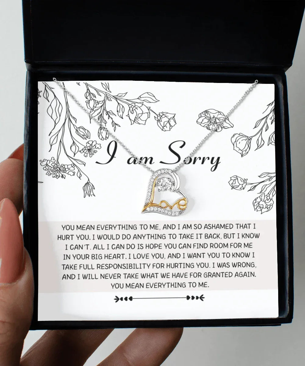 Apology Gift for Girlfriend, Wife, Soulmate - Sorry, Your Big Heart - Love Dancing Heart Pendant Necklace