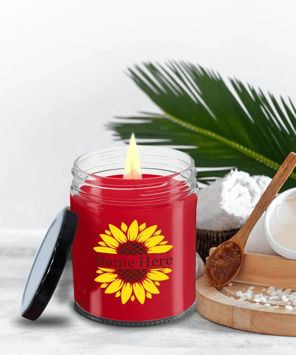 Sunflower Monogram Soy Scented Container Jar Candle