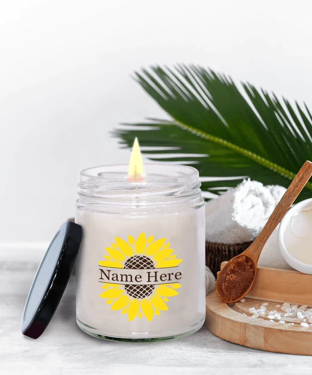 Sunflower Monogram Soy Scented Container Jar Candle