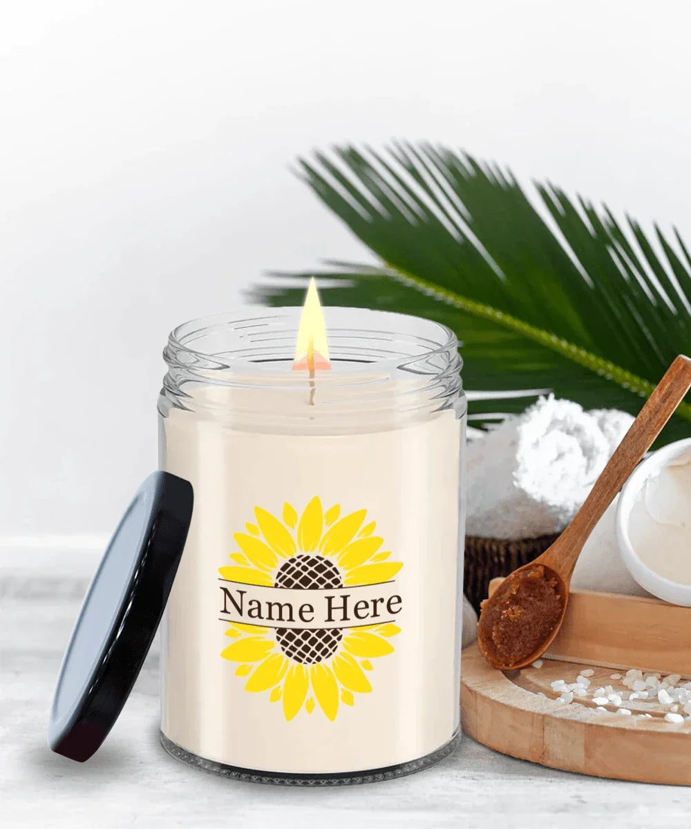 Sunflower Monogram Soy Scented Container Jar Candle
