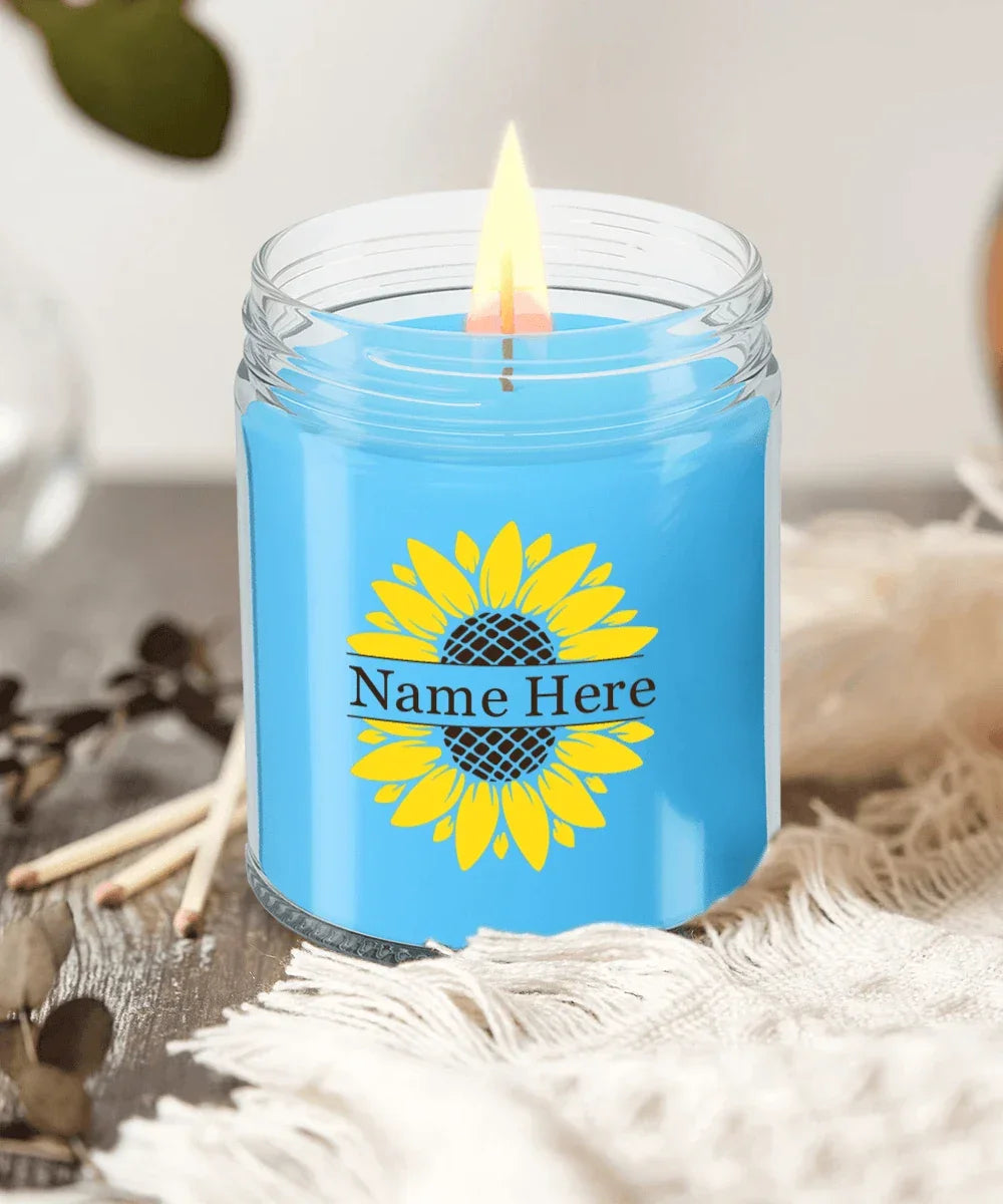 Sunflower Monogram Soy Scented Container Jar Candle