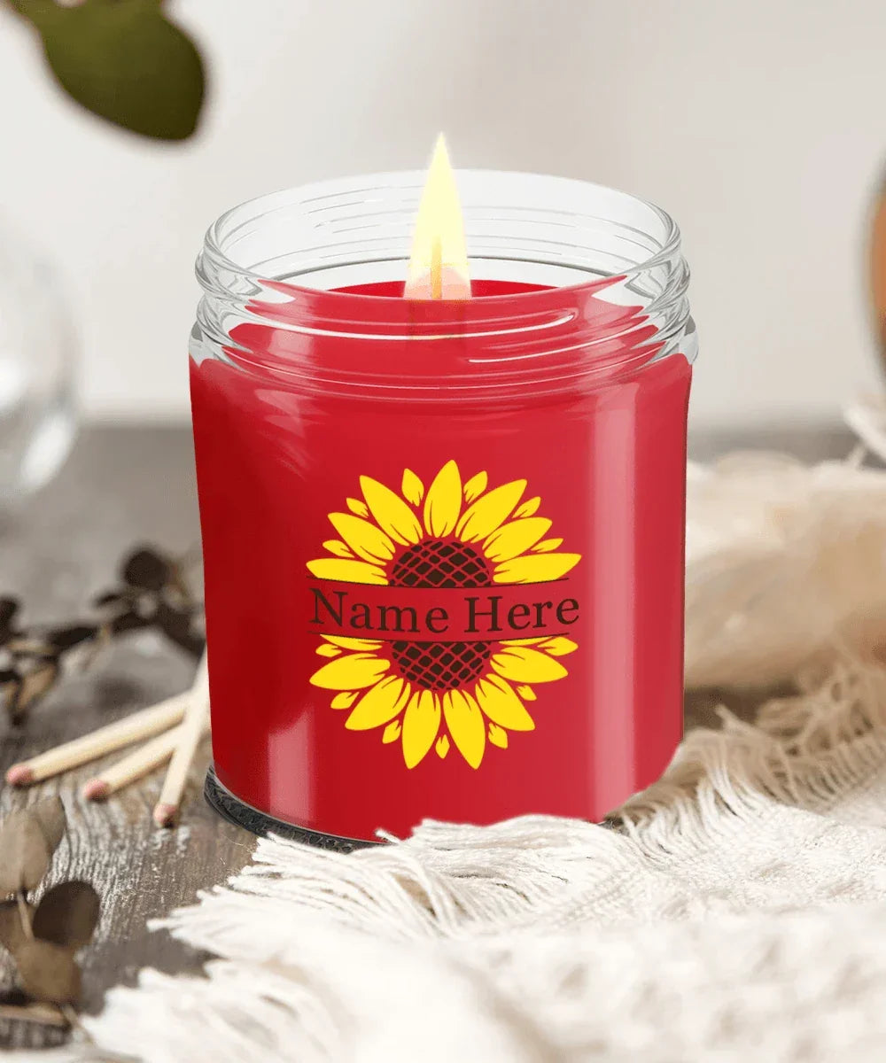 Sunflower Monogram Soy Scented Container Jar Candle