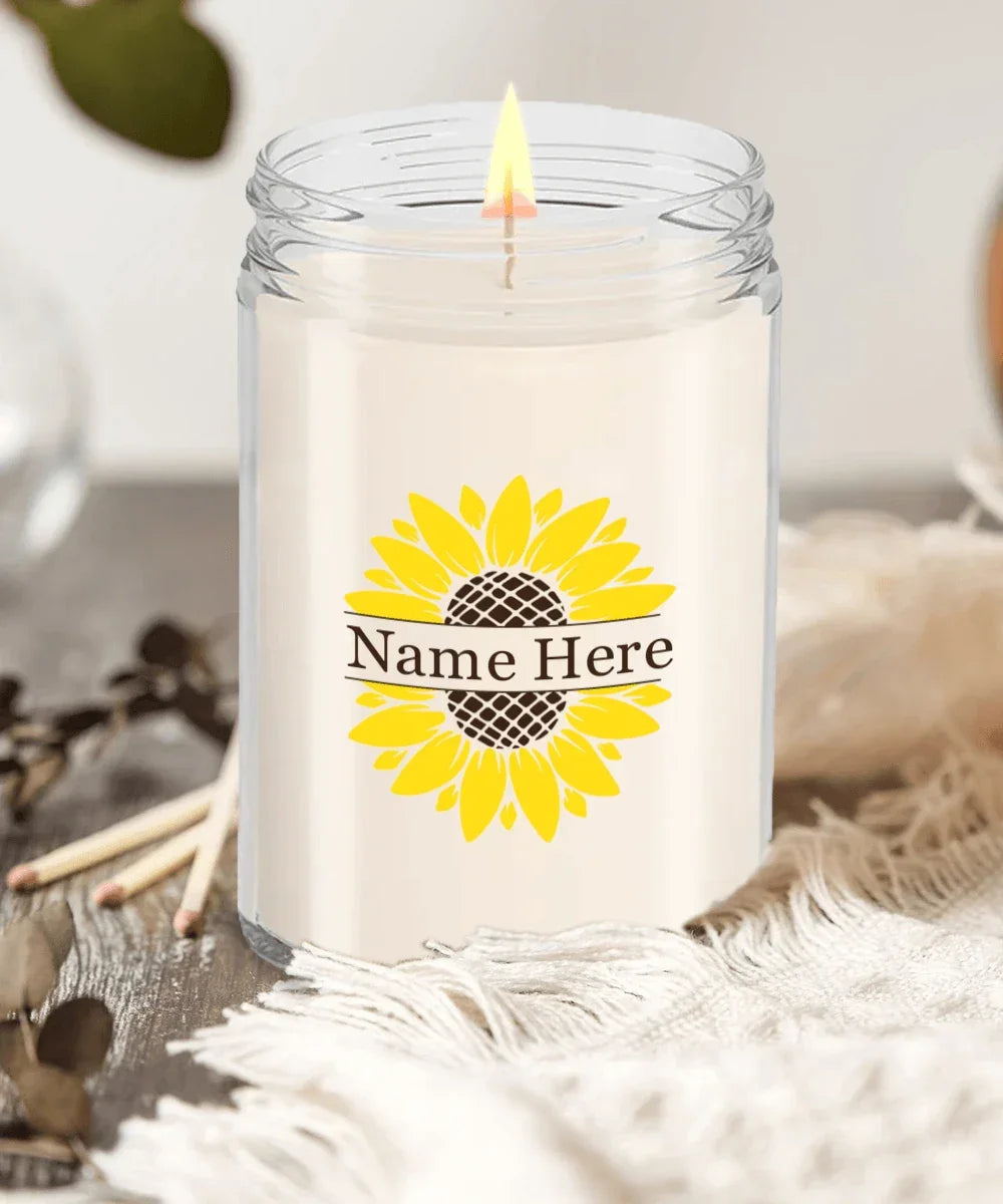 Sunflower Monogram Soy Scented Container Jar Candle