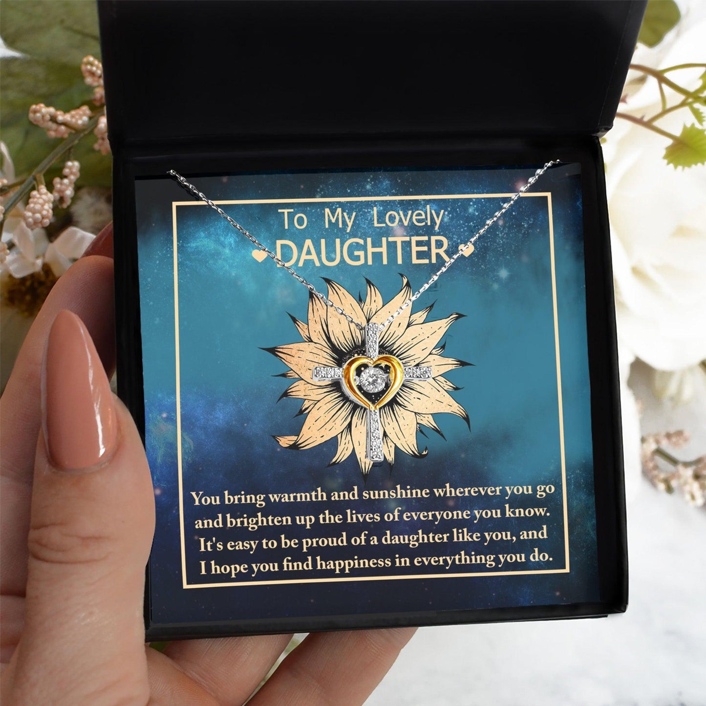 Daughter Gift for Birthday, Christmas, Graduation - Proud Of You - Cross Pendant Necklace - Mallard Moon Gift Shop