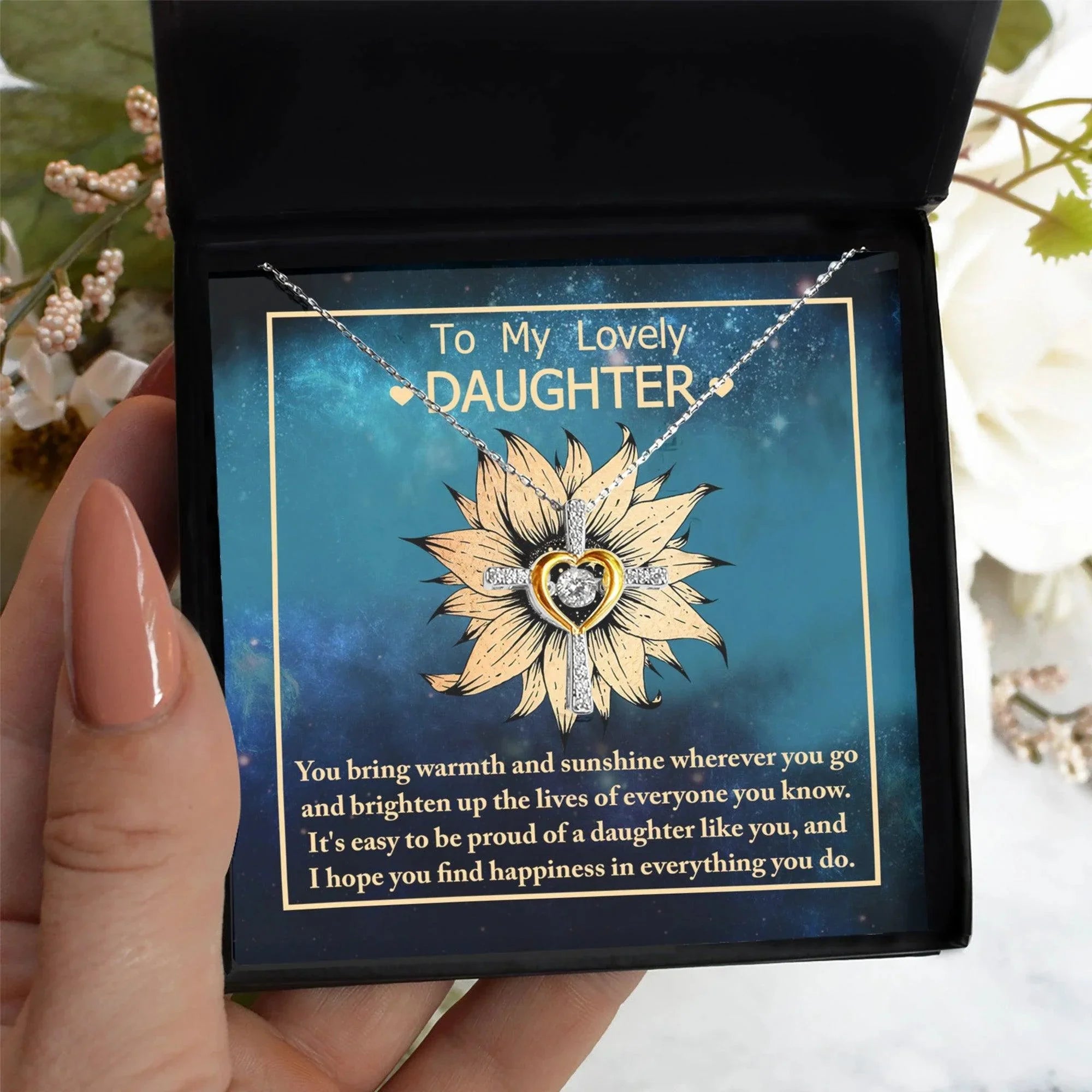 Daughter Gift for Birthday, Christmas, Graduation - Proud Of You - Cross Pendant Necklace