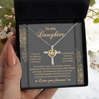 Daughter Gift for Birthday, Christmas, Graduation Inspirational Brave and Strong Cross Pendant Necklace