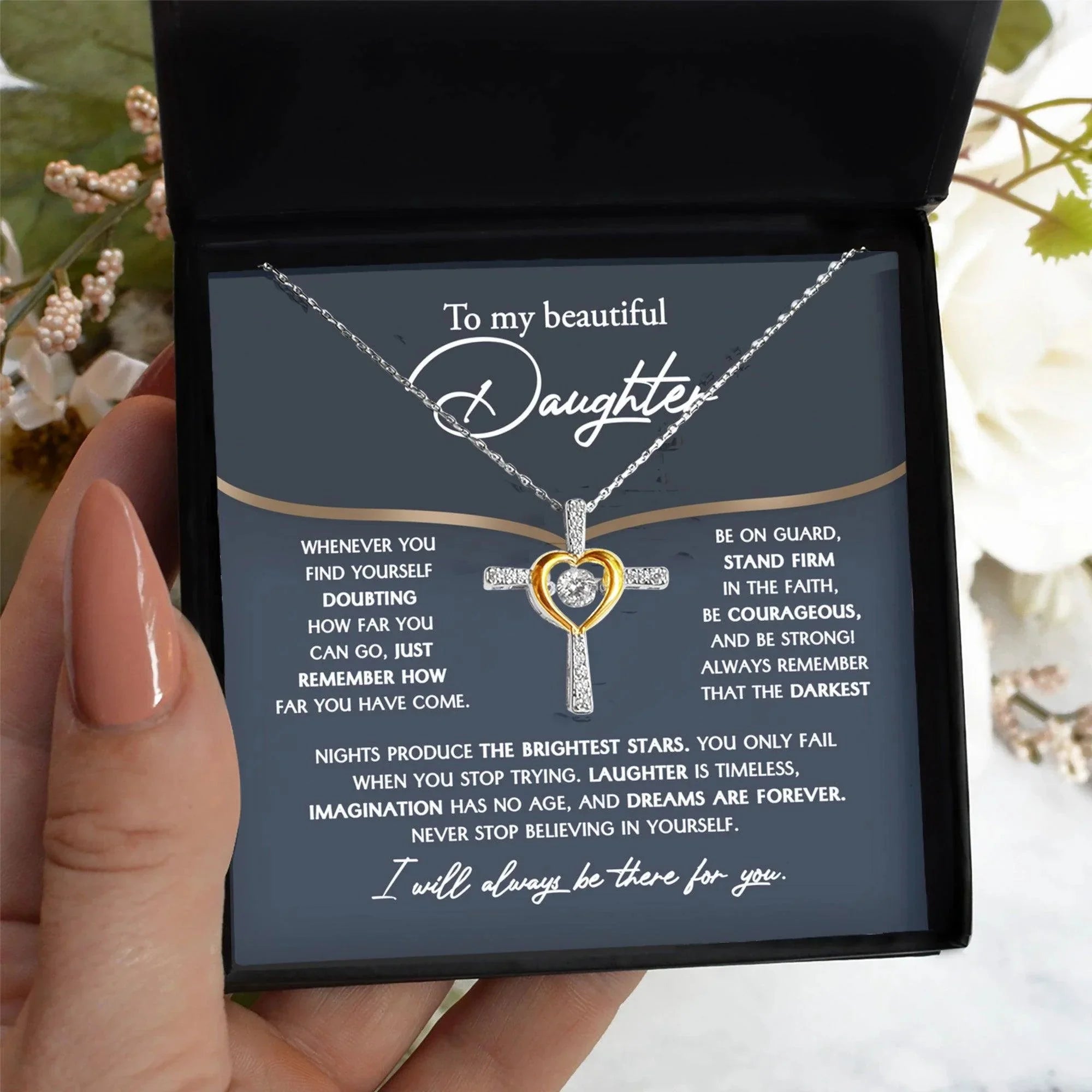 Daughter Gift for Birthday, Graduation, Christmas - Brightest Stars - Cross Pendant Necklace