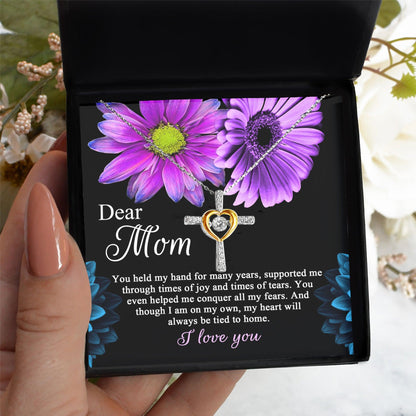 Dear Mom You Held My Hand Through the Years Cross Pendant Necklace - Mallard Moon Gift Shop