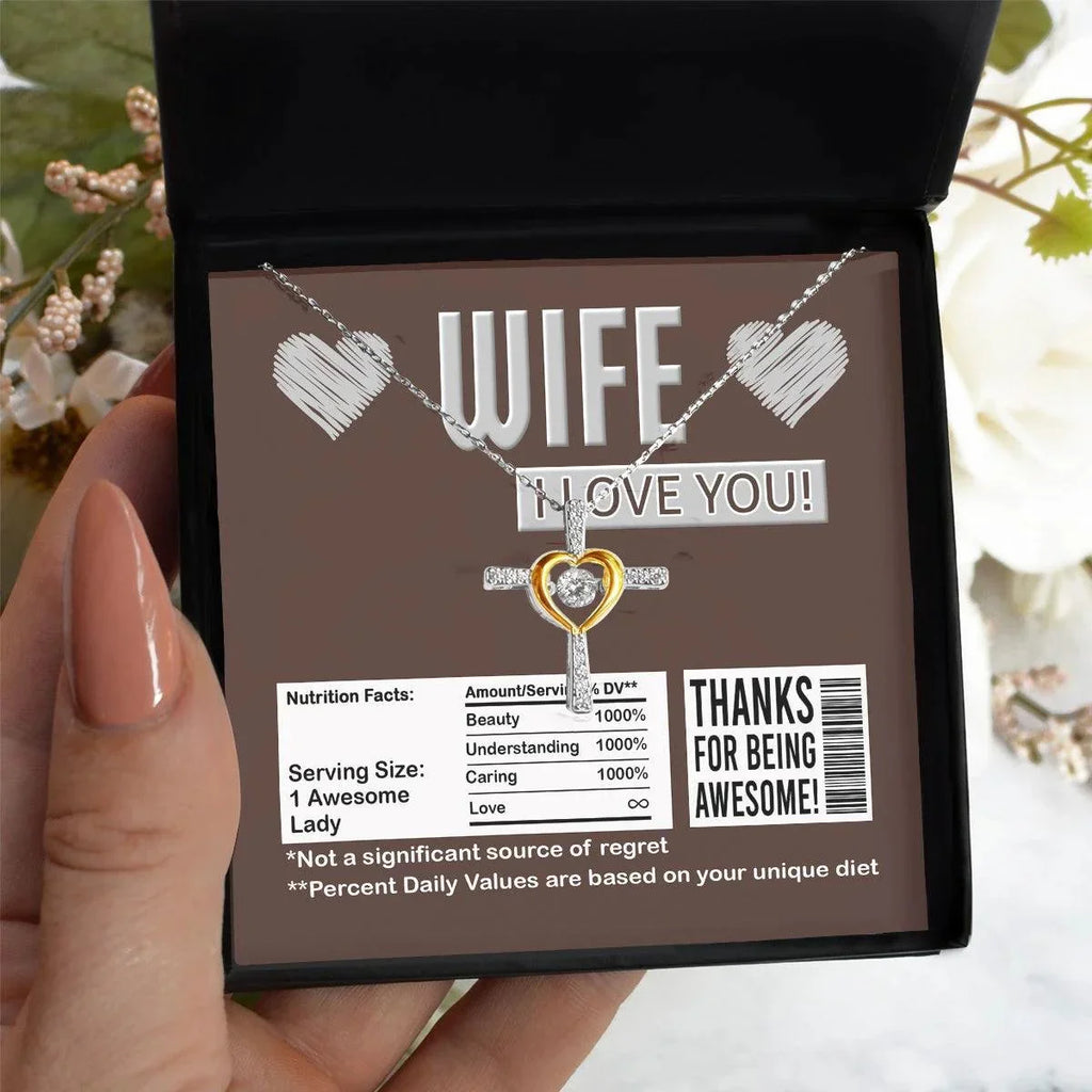 Wife Funny Nutrition Facts Love Heart Pendant Necklace Wedding Anniversary Birthday Valentine Gift From Husband