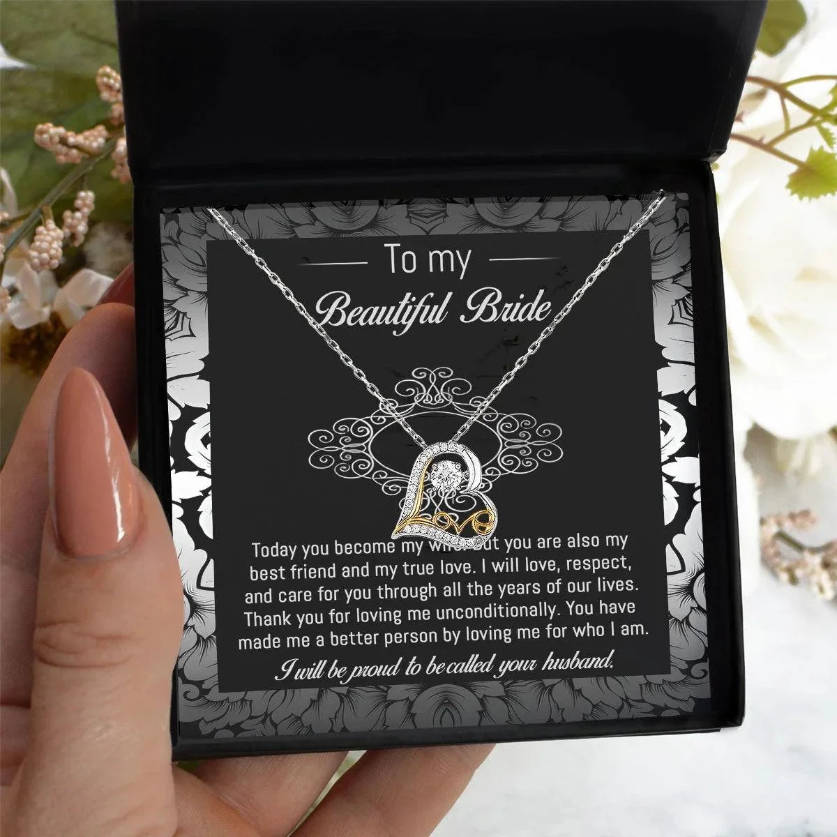 Bride Wedding Day Gift - My True Love - Love Dancing Heart Pendant Necklace