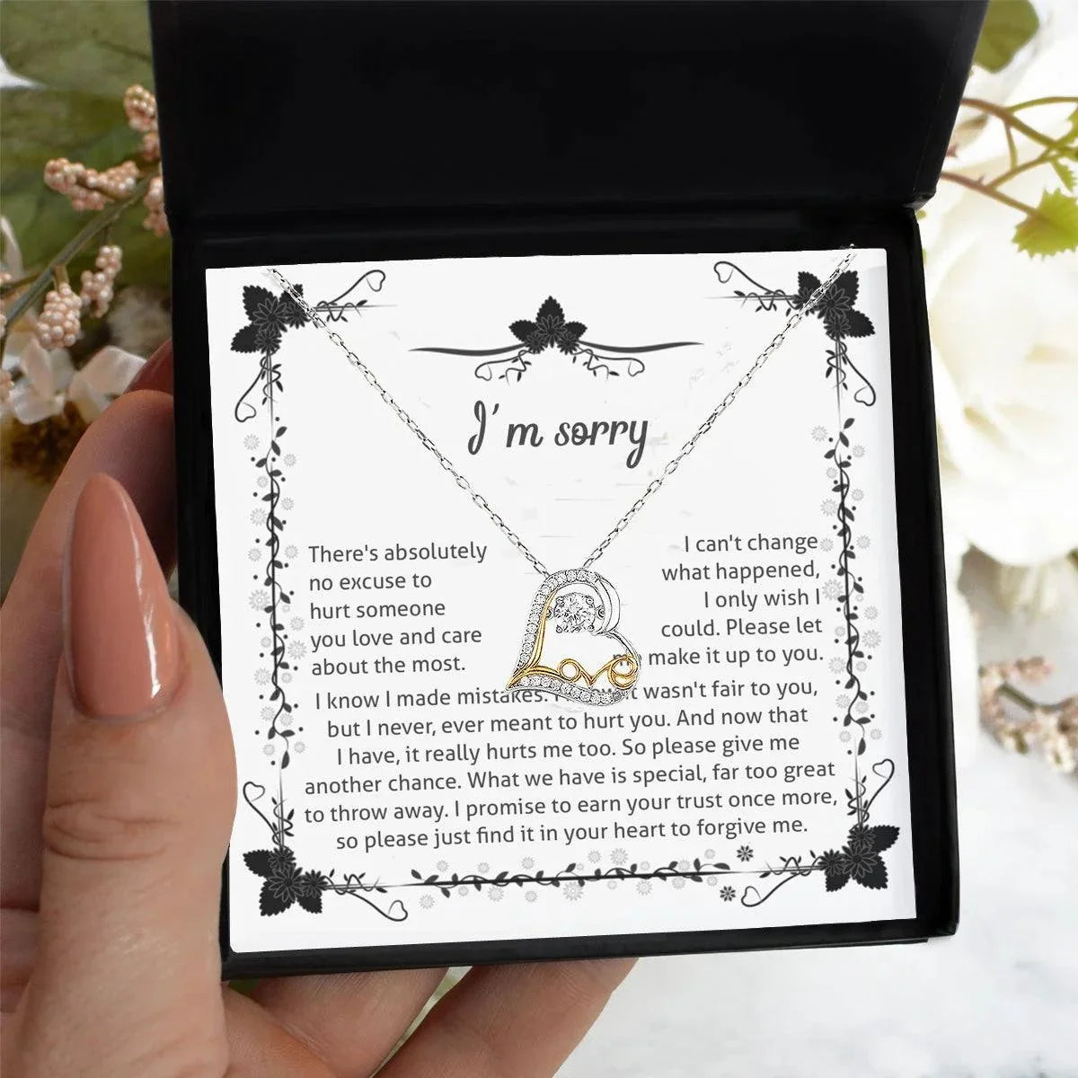Apology Gift - I'm Sorry, No Excuse, Another Chance - Love Dancing Heart Pendant Necklace