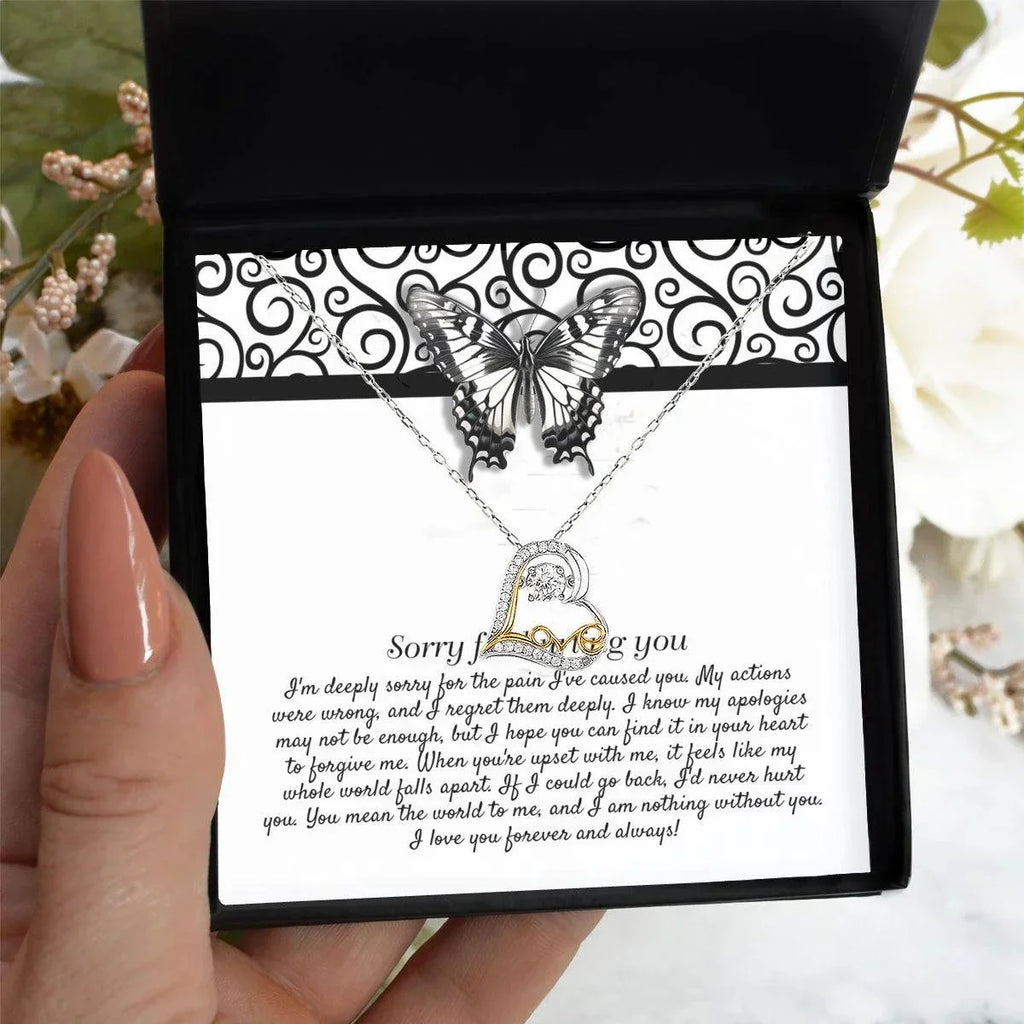 Apology Gift - Sorry for Hurting You - I am Nothing Without You - Love Dancing Heart Pendant Necklace