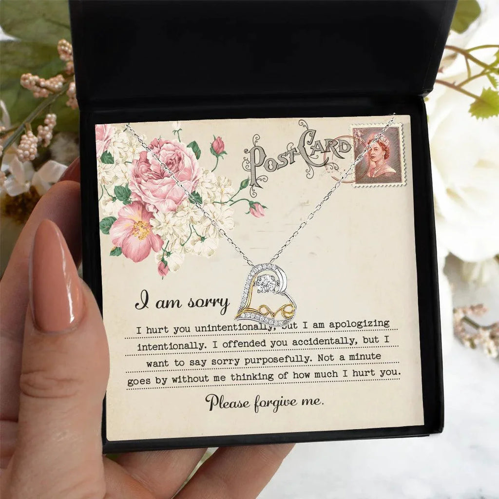 Forgive Me Gift - Sorry I Hurt You, I am Apologizing Intentionally - Love Dancing Heart Pendant Necklace