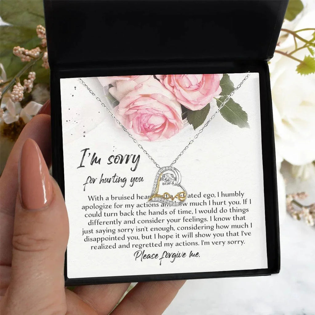 Apology Gift - Sorry, Regretted My Actions - Love Dancing Heart Pendant Necklace