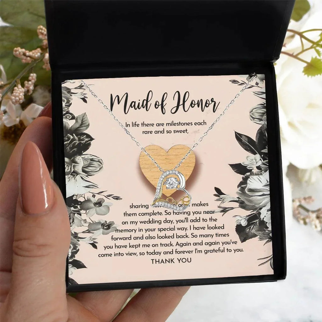 Maid of Honor Wedding Day Gift - My Wedding Day - Love Dancing Heart Pendant Necklace